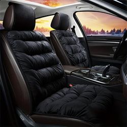 TEMU Luxurious Plush Car Seat Cushion - Winter-ready, Thick Insulation & Soft Backrest, Fit - Comfortable, Non-slip, Durable Protection For Your Vehicle