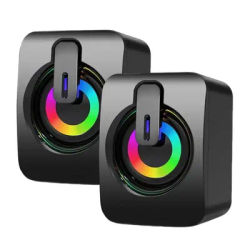 RGB PC Speakers Wired 1 Pair Mini RGB Wired Speaker For Desk Computers Household Entertainment Plug