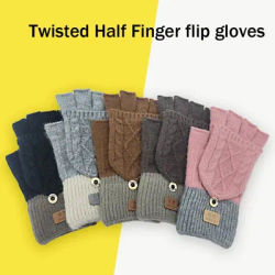 Knitted Fingerless Flip Gloves Winter Warm Flexible Touchscreen Gloves For Men Women Unisex Exposed