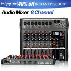 Flygrow CT80 Professional Audio Mixer 8-Channel Bluetooth USB Effect 48V Recording Conference Stage