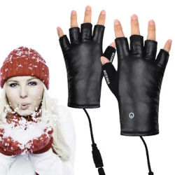 USB Electric Rechargeable Winter Heated Gloves Half Finger Men Women Warmer Skiing Riding Hiking