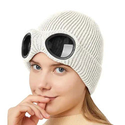 Mens Warm Winter Hats Knit Hats Goggles Hat Winter Skull Beanie For Outdoor Sports Winter Skull