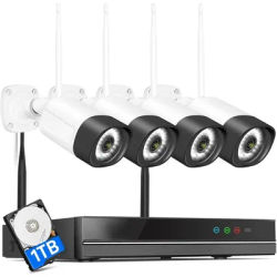 2.5K 5MP WiFi Security Camera System Outdoor,Expandable 16CH 8MP NVR, 1TB HDD,Spotlight,2 Way Audio,