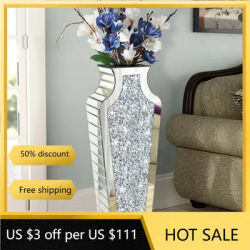 Floor Vase Crushed Diamond Mirrored Vase 27” Tall Home Decorations Room Decor Garden Freight free