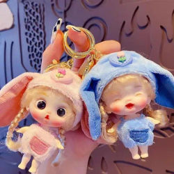 Cute Baby Keychain Fluffy Plush Doll Key chains Women Girl Bags Keyrings Cars Key Ring Gift Charming