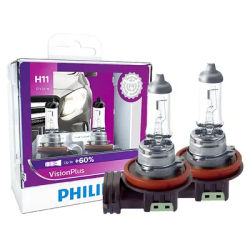 Philips H11 12V 55W PGJ19-2 VisionPlus 3250K Luce intensa Fino al 60% Visione Alogena Lampade per auto originali Faro 12362VPS2, 2X