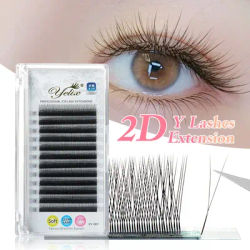 Yelix 2D Volume Lashes 0.10D 8-12mm Single Tip 2D Y Eyelash Extensions Professional Lash Extension Lightweight Premade Fans