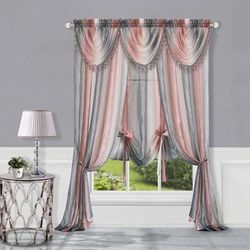 Ilana Curtain Rod and Finial Set by Brylane Home in Neutral (Size 66-120)