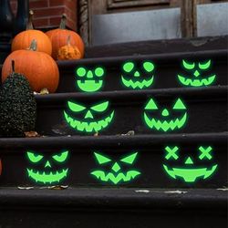 TEMU 2pcs Glow-in-the-dark Wall Decals - & Designs For Stairs And Steps, Matte Finish, Easy Peel & Stick Home Decor