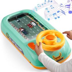 TEMU Kids' Racing Car Steering Wheel Toy, Interactive Play For Racing, Dodging, And Games, With Sound And Light Effects, Fun Simulation For Developing Driving Skills