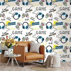 TEMU Game Controller Wallpaper - 17.7"x118" Vinyl, Cartoon Style For Boys' Rooms, Game Rooms, And Home Decor - & Remove