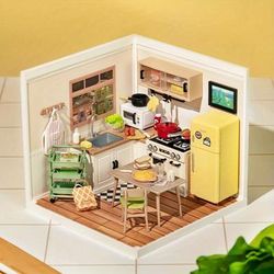 TEMU 3d Puzzle Model Series Kitchen Plastic Diy Miniature House Kit Building Blocks Kits For Adult Dw008