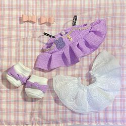 TEMU 20cm Doll Clothes Girl Skirt, Sling, Lace Skirt, Hairpin, Shoes, Cute Baby Clothes, Doll Not Included