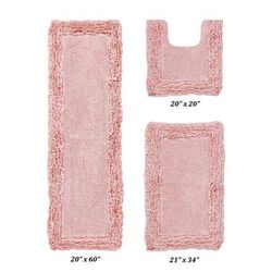 Shaggy Border Bath Rug Mat, 3-Pc. Set by Better Trends in Pink