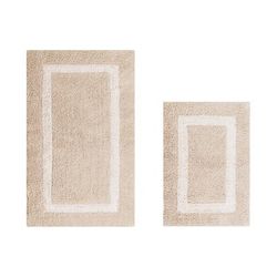 Hotel Collection 100% Cotton 2 Piece (17" X 24" | 21" X 34") Bath Rug Set by Brylane Home in Sand White