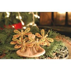 Dragonfly Magic,'Hand Crafted Yellow Beaded Ornaments from India (Set of 5)'