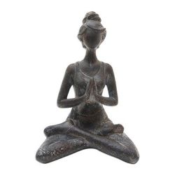 Asana Pose in Brown,'Hand Crafted Cement Yoga Statuette'