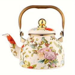 TEMU 1.2l Enamel Tea Kettle - Thick, & Versatile For Hot And Cold Beverages, Coffee, Milk - Kitchen Or Dining Table