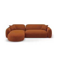 Divano angolare modulare sinistro 4 posti in velluto terracotta