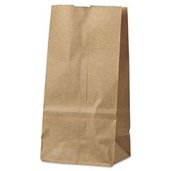 AJM Packaging GB02NP5C Grocery Bag - 8" x 4 2/5", Kraft Paper, Flat Bottom, Brown Kraft Paper, Case of 500