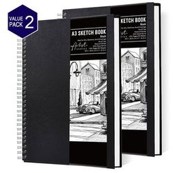 TEMU A3 Spiral Bound - 200gsm Thick Paper, Hardcover Drawing Pad With 50 Sheets/ Pages For Sketching And Portraits