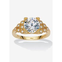 Women's 3.12 Tcw Round Cubic Zirconia 14K Gold-Plated Sterling Silver Engagement Ring by PalmBeach Jewelry in Silver (Size 9)