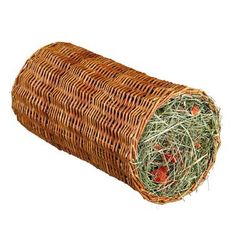 Trixie Tunnel en osier avec foin et carotte - 20 cm de diamètre x H 38 cm, 220 g