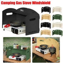 Four-Fold Gas Stove Windproof Screen Foldable Gas Stove Windshield Portable Camping Picnic Cooking Burner Wind Shield for BBQ