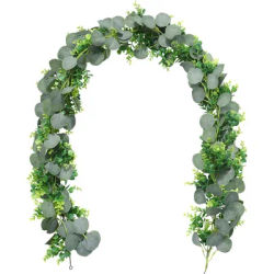 Artificial Silver Eucalyptus Greenery Garland Leaves Eucalyptus Dollar Vines Plant Wall for Wedding Arch Faux Garland Decor