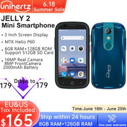 Unihertz Jelly 2 Mini Smartphone 6GB 128GB Android 11 Helio P60 Octa Core Unlocked NFC Cellphone 16MP Infrared Phone