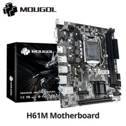 MOUGOL H61M Gaming Motherboard M.2 NVME PCIEx16 DVI Supports Dual-channel DDR3 RAM Intel Core 2/3 Gen CPU LGA1155 for Desktop PC