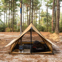 Camping Tent Double Hut Shelter Rainproof and Fireproof Outdoor Portable Hut Tent, Travel Four Seasons Tent