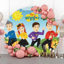 Round The Wiggles Backdrop Cake Smash Themed Birthday Party Decorations Kids Emma Figure Photo