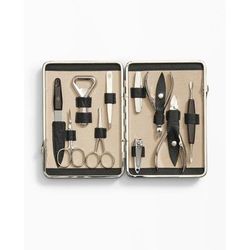 Brooks Brothers Men's Stainless Steel Manicure Set With Calfskin Case