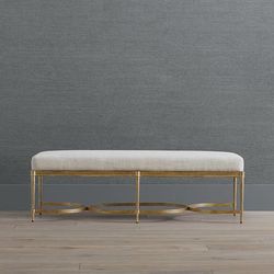 Angelina Bench - Matte Black, Ivory Linen Parks Performance - Frontgate