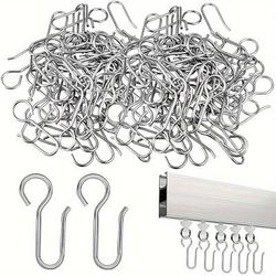 TEMU 60pcs Curtain Hooks, S Hooks For Hanging, Drapery Hooks Set For Window Accessories