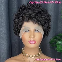 TEMU 13x4 Afro Lace Front Wig For Women - Hair, Natural Black Cut With Side Part & Natural Hairline, Short Curly Style, 150% Density, Everyday , Realistic Hairpiece | Curly Cut | Curls, Short Hair Wig