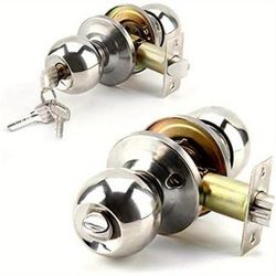 TEMU Brushed Stainless Steel Entry Door Knob Set Privacy And Passage Door Lock Kit With For Bedroom Bathroom Home Office Or Workplace