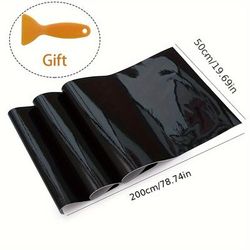 TEMU High Gloss Black Vinyl Car Wrap Roll With Free Squeegee, 50x200 Cm Pvc Film For Engine Hood & Motorcycle Paint Protection, Scratch-resistant Automotive Vinyl Wrap For Various Models