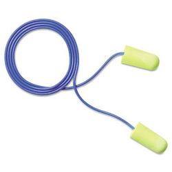 3M 311-1250 E-A-Rsoft Yellow Neon Soft Foam Earplugs, Corded, Regular Size, 200 Pairs - Box of 200