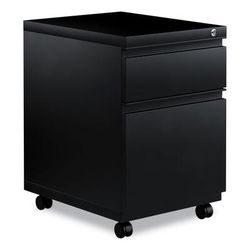 Alera PBBFBL Two-Drawer Metal Pedestal Box File with Full-Length Pull, 14.96w x 19.29d x 21.65h, Black ALEPBBFBL