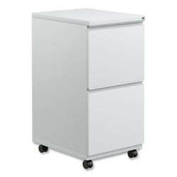 Alera PBFFLG Two-Drawer Metal Pedestal File with Full-Length Pull, 14.96w x 19.29d x 27.75h, Light Gray ALEPBFFLG