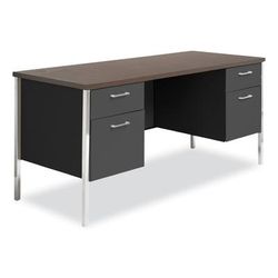 Alera SD6024BM Double Pedestal Steel Credenza, 60w x 24d x 29.5h, Mocha/Black