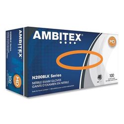 AMBITEX® NMD200BLK N200 Series Powder-Free Nitrile Gloves, Medium, Black, 100/Box - Box of 100 TXINMD200BLK