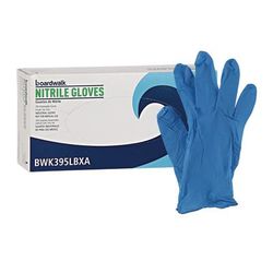 Boardwalk 395LBXA Disposable General-Purpose Powder-Free Nitrile Gloves, Large, Blue, 5 mil, 100/Box - Box of 100 BWK395LBXA