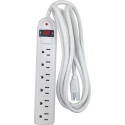 Compucessory 25102 Strip Surge Protector, 6 Outlets, 840 Joules, 6' Cord, 330 V CCS25102