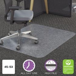 Deflecto CM11242PC Polycarbonate All Day Use Chair Mat - All Carpet Types, 45 x 53, Rectangle, Clear