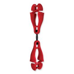 Ergodyne 19413 Squids 3420 Dual Clip Swivel Glove Clip Holder, 1 x 0.6 x 5.5, Acetal Copolymer, Red, Ships in 1-3 Business Days EGO19413