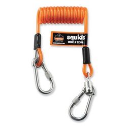 Ergodyne 19131 Squids 3130M Coiled Cable Lanyard with Carabiners, 5 lb Max Working Capacity, 6.5" to 48", Orange, Ships in 1-3 Business Days EGO19131