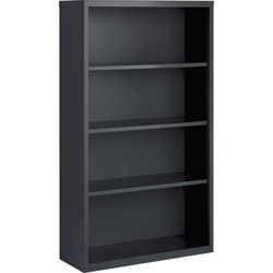 Lorell 59693 Bookcase, 4-Shelf, Steel, 34-1/2"x12-5/8"x30", Charcoal LLR59693